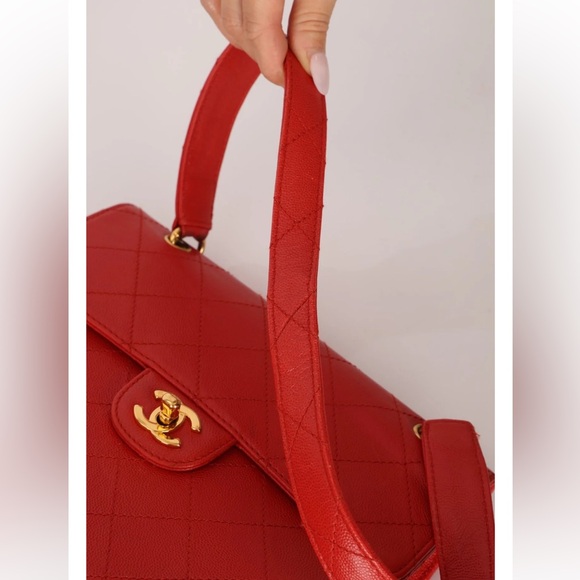 RARE 1997 vintage red Chanel Kelly 24k gold plated - Picture 16 of 17